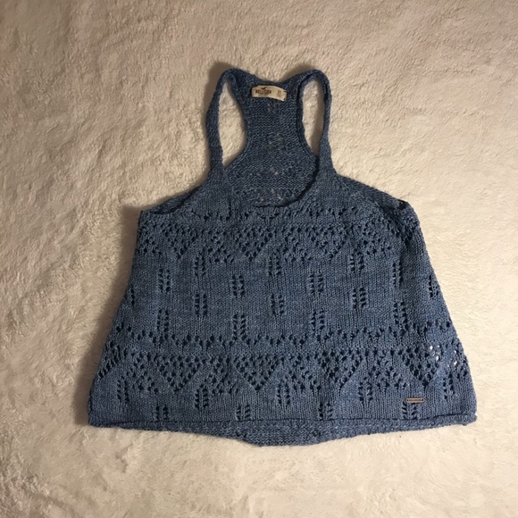 2/$15 HOLLISTER Flowy Blue Crochet Racer Back Tank - Picture 2 of 7